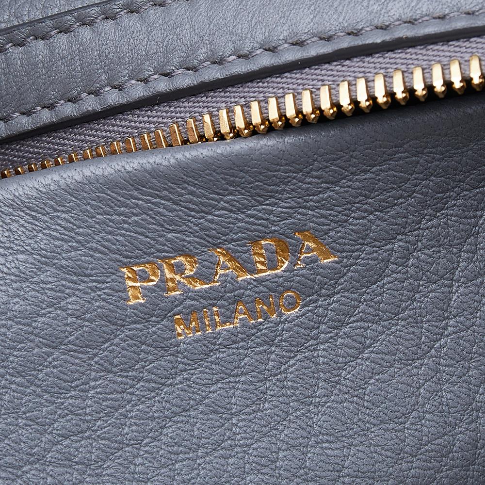 Prada Grey Leather Shoulder Bag 1