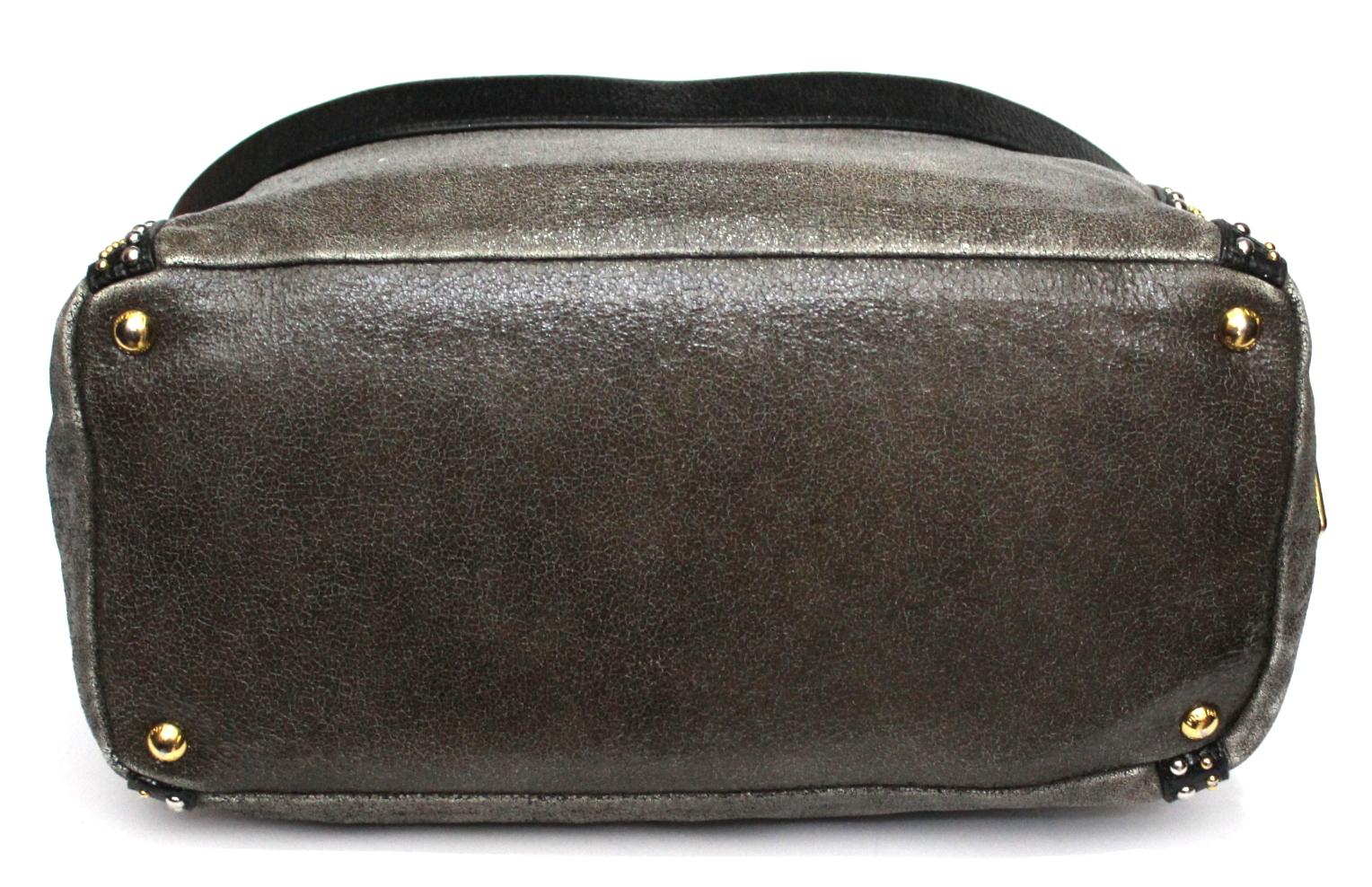 Black Prada Grey Leather Shoulder Bag