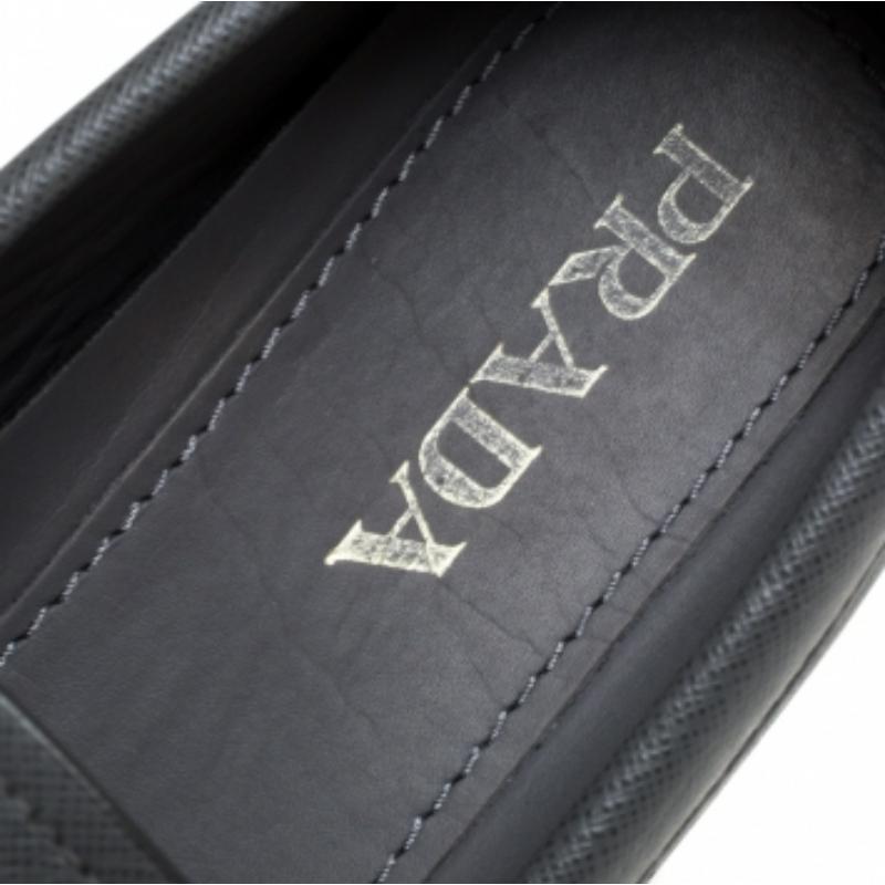 Prada Grey Leather Slip On  Loafers Size 41 For Sale 2