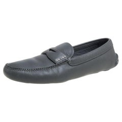 Prada Grey Leather Slip On  Loafers Size 41