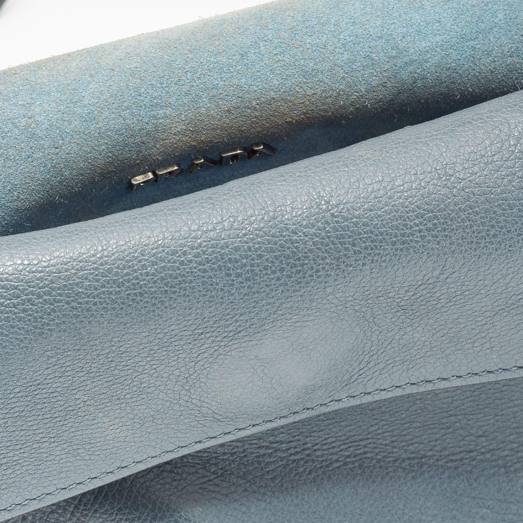 Prada Grey Leather Studded Etiquette Crossbody Bag 6