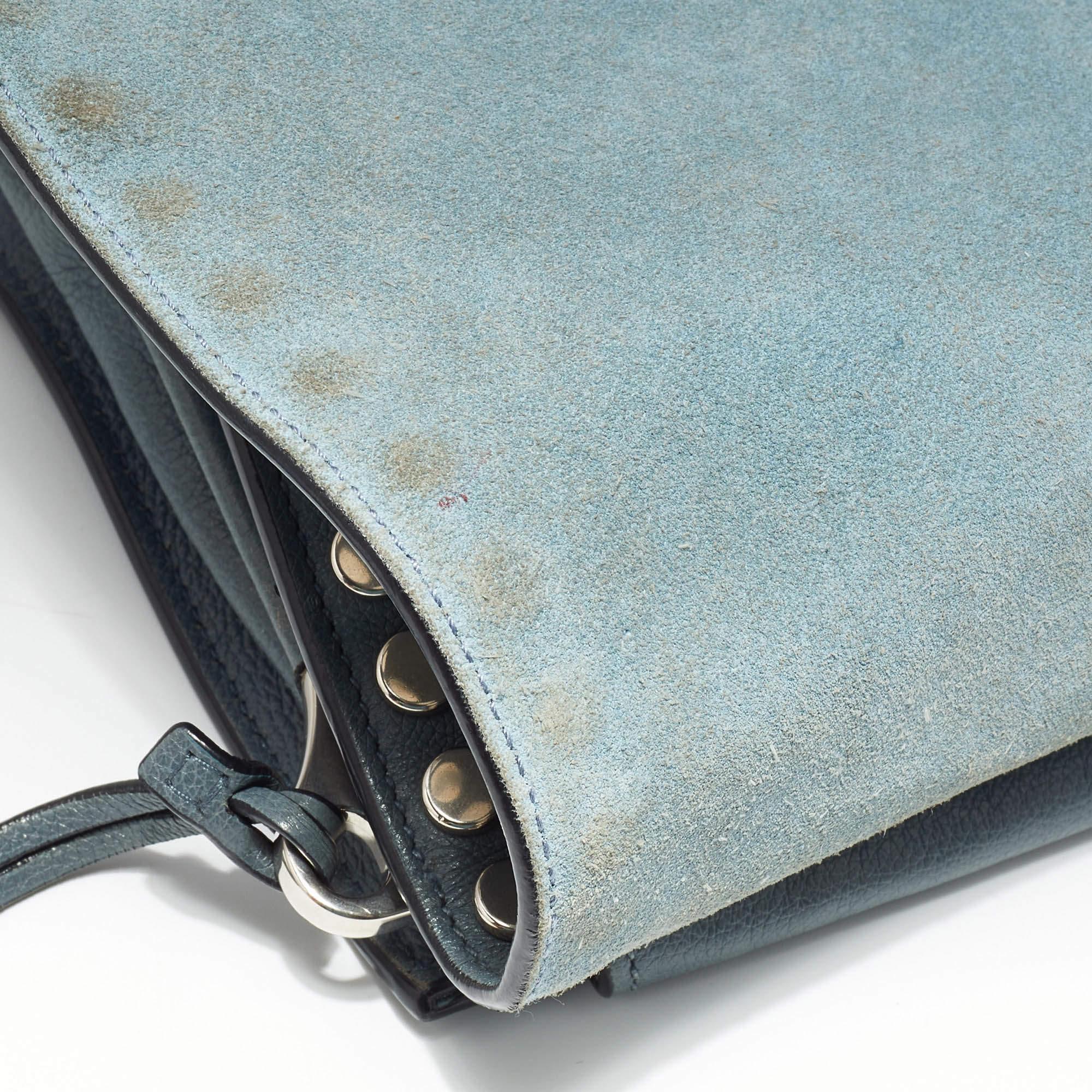 Prada Grey Leather Studded Etiquette Crossbody Bag 8