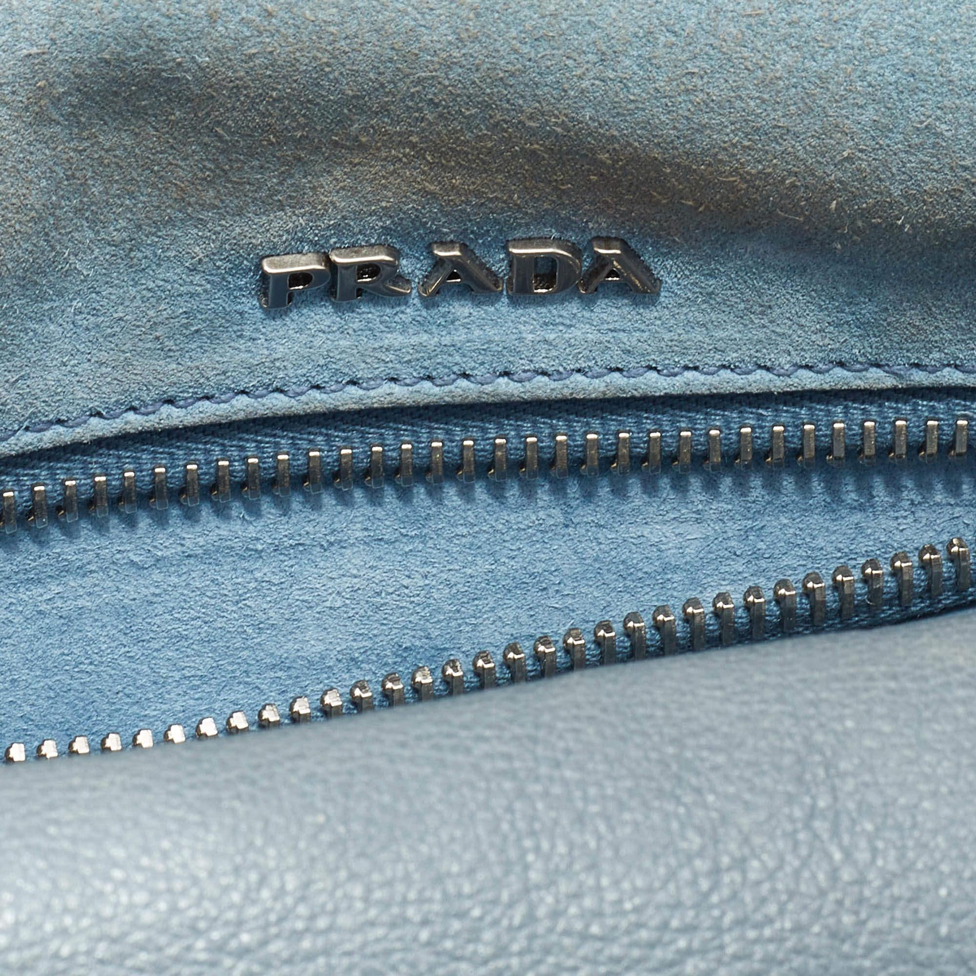 Prada Grey Leather Studded Etiquette Crossbody Bag 11