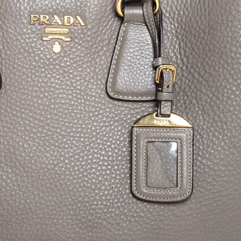 Women's Prada Grey Leather Vitello Daino Tote
