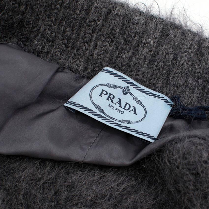 Prada Grey Mohair Blend Skirt with Orange Beaded Embellishment - A/W17 In New Condition For Sale In London, GB
