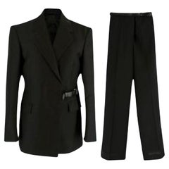 Prada Grey Mohair Wool Buckled Double Breasted Suit
