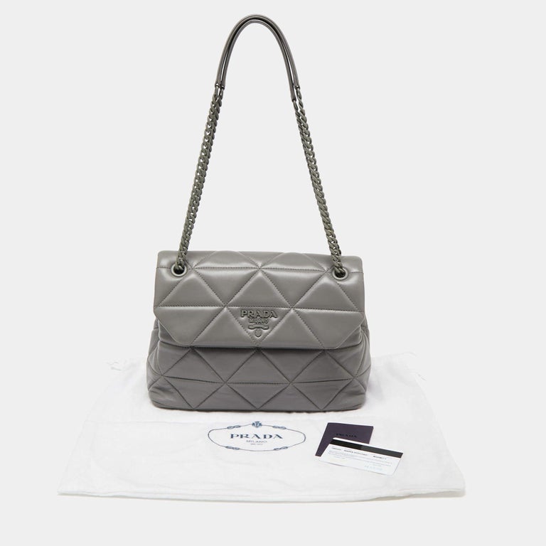 Prada Grey Nappa Leather Large Spectrum Shoulder Bag For Sale at 1stDibs