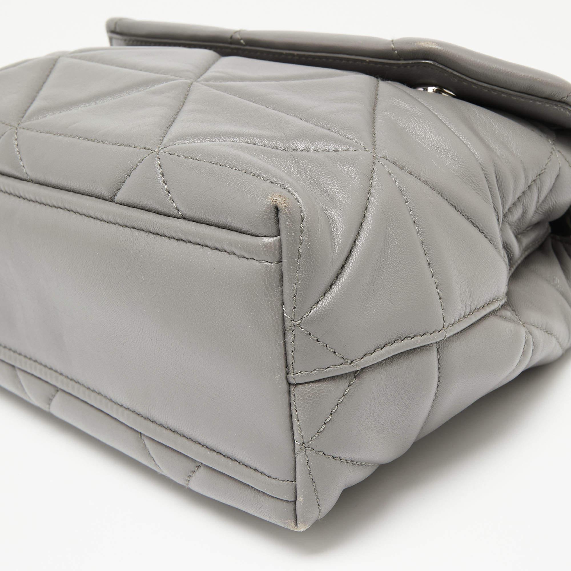 Prada Grey Nappa Leather Large Spectrum Shoulder Bag In Good Condition In Dubai, Al Qouz 2