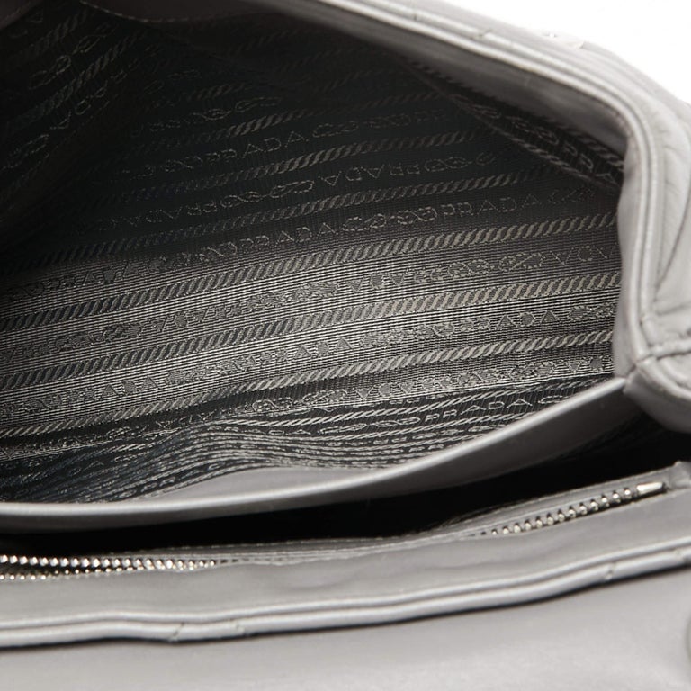 Prada Grey Nappa Leather Large Spectrum Shoulder Bag For Sale at 1stDibs