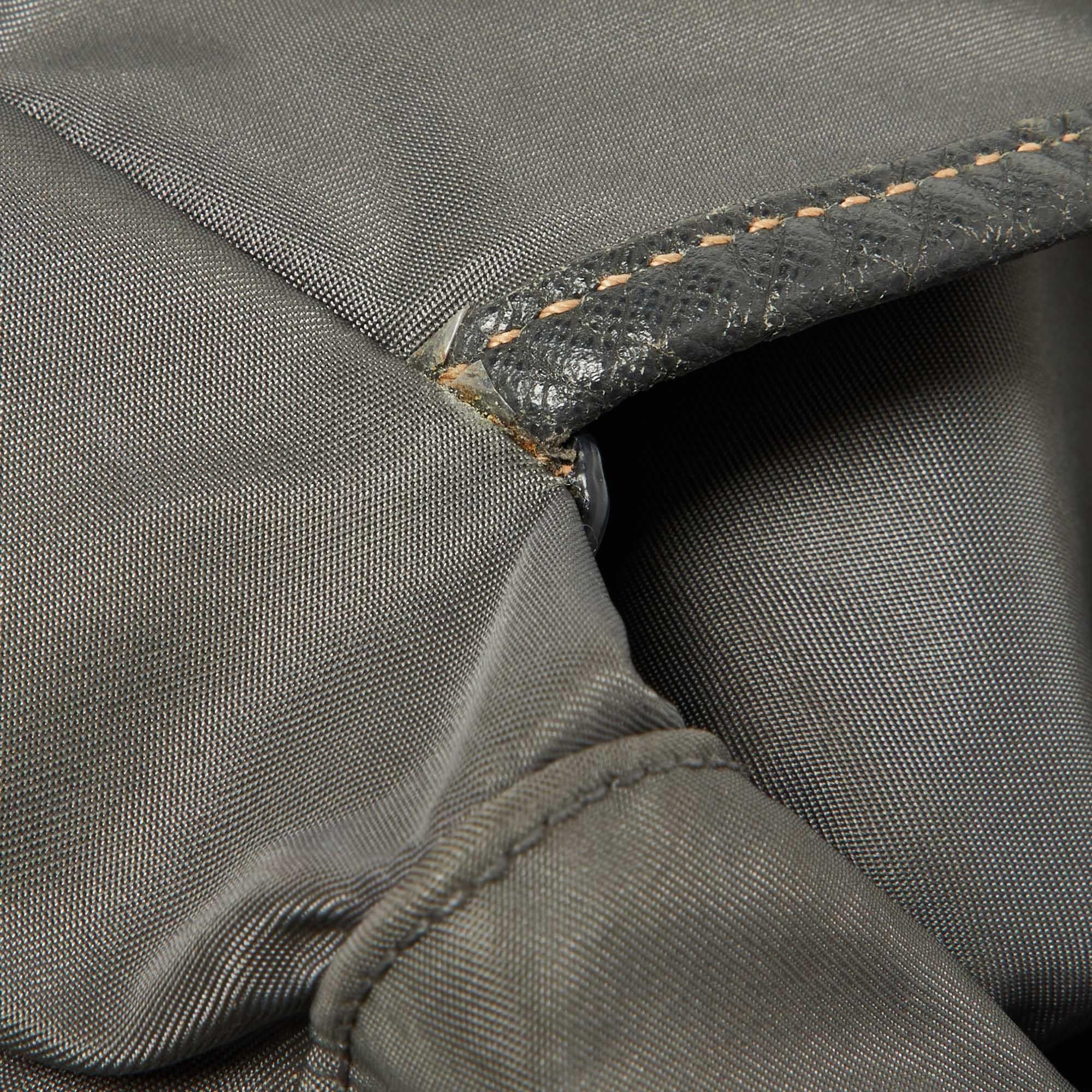 Prada Grey Nylon and Leather Buckle Messenger Bag 3