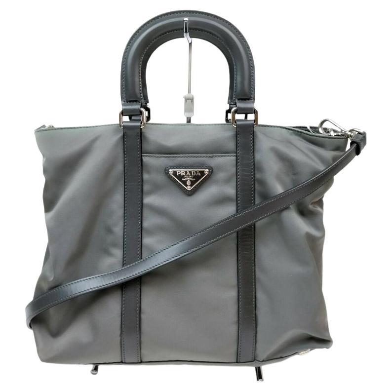 Prada Grey Nylon Tessuto 2way Tote Bag 863469