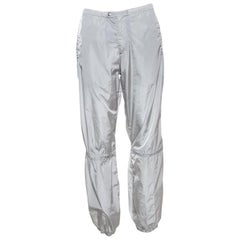 Prada Grey Nylon Toggle Cord Detail Elasticized Waist Casual Pants M