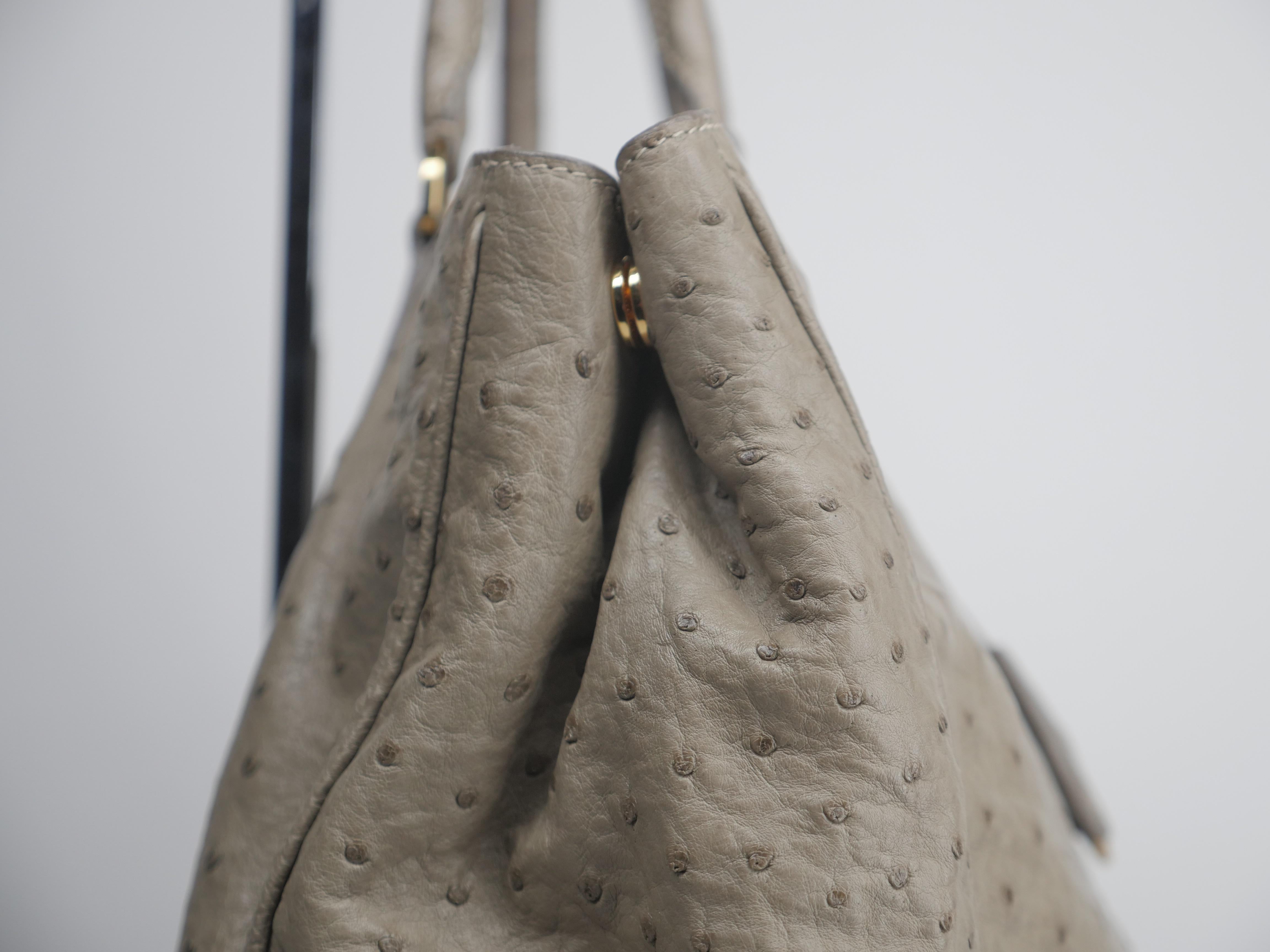 Gray Prada Grey Ostrich Handle Bag