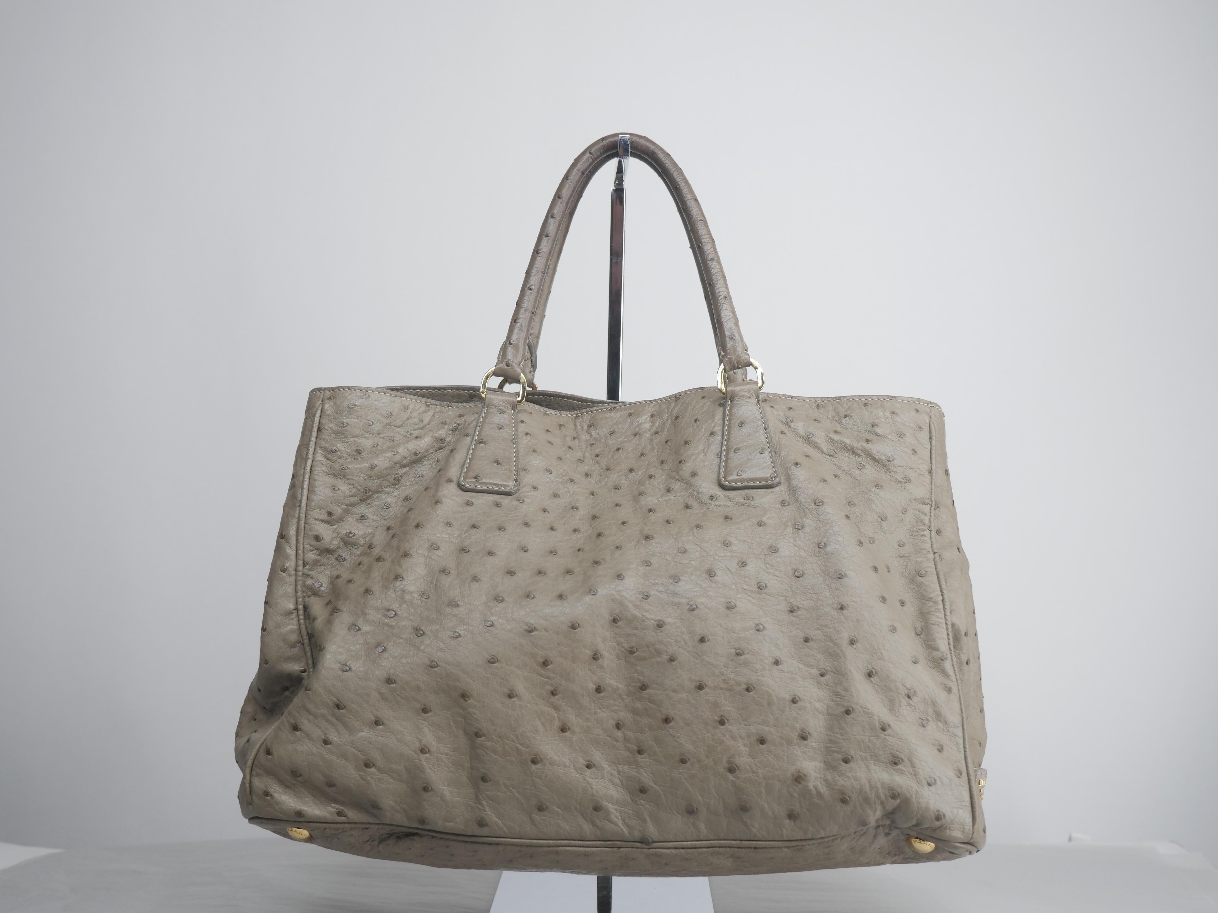 Women's or Men's Prada Grey Ostrich Handle Bag