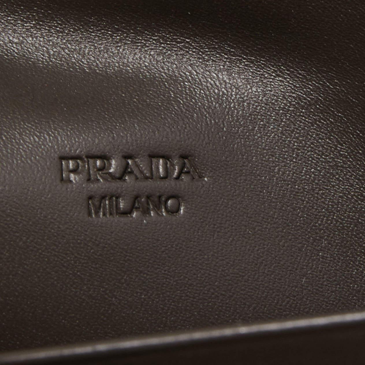 Prada Grey Ostrich Leather Logo Flap Continental Wallet 2