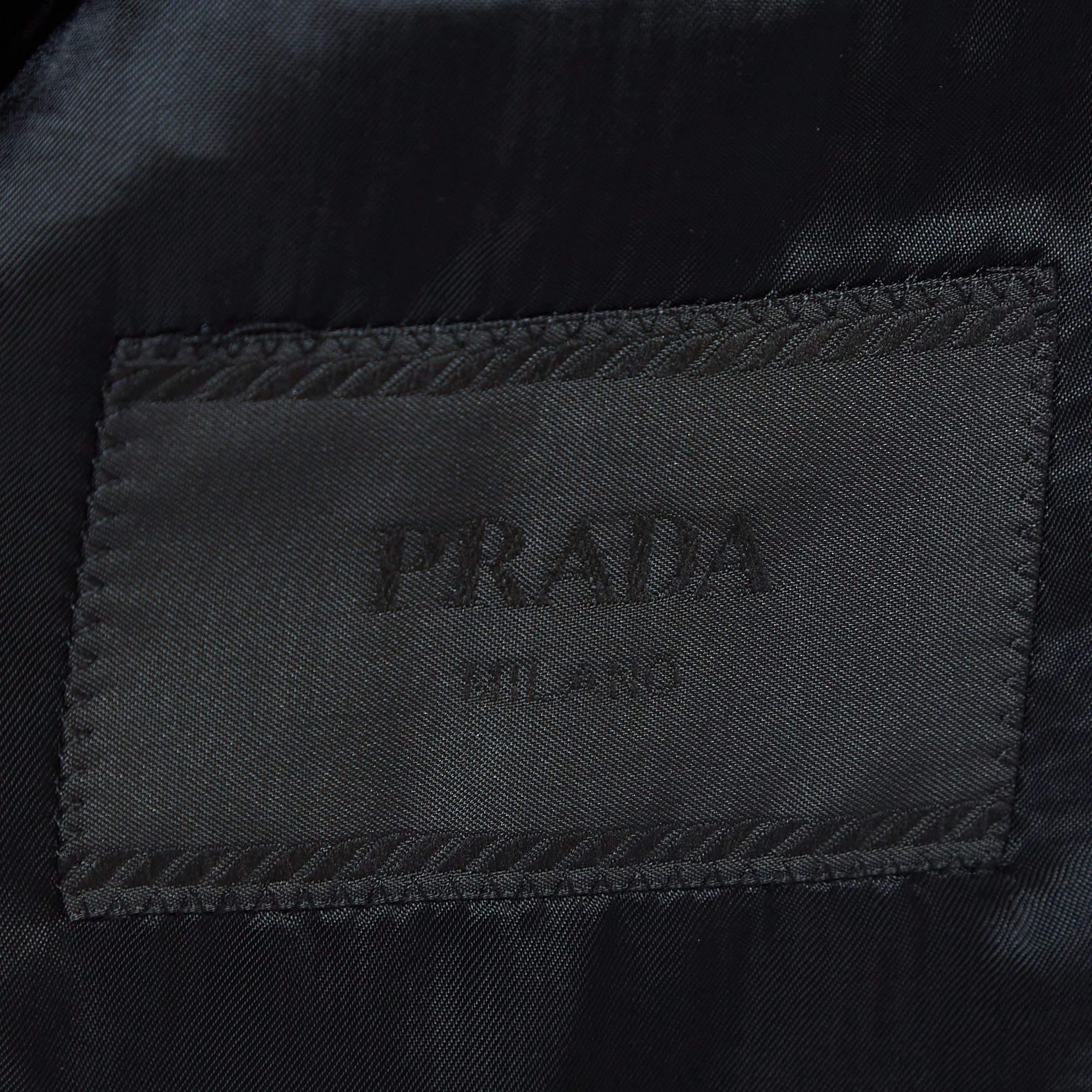 Prada Grey Pinstripe Mohair Wool Single Breasted Blazer L For Sale 1