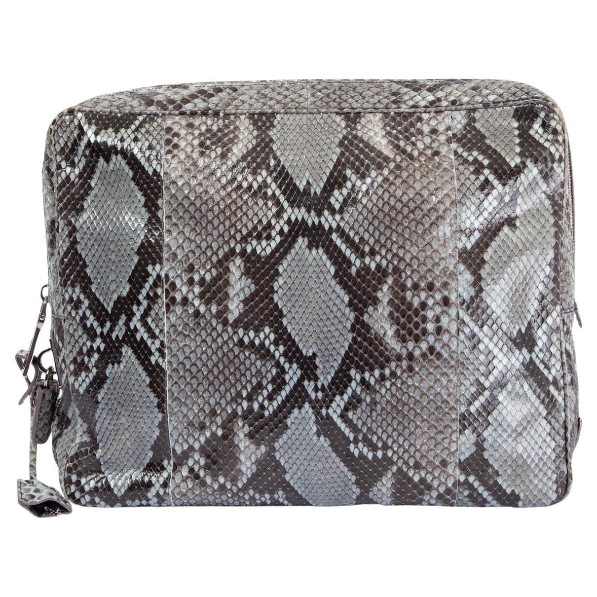 PRADA grey PYTHON LARGE Clutch Bag