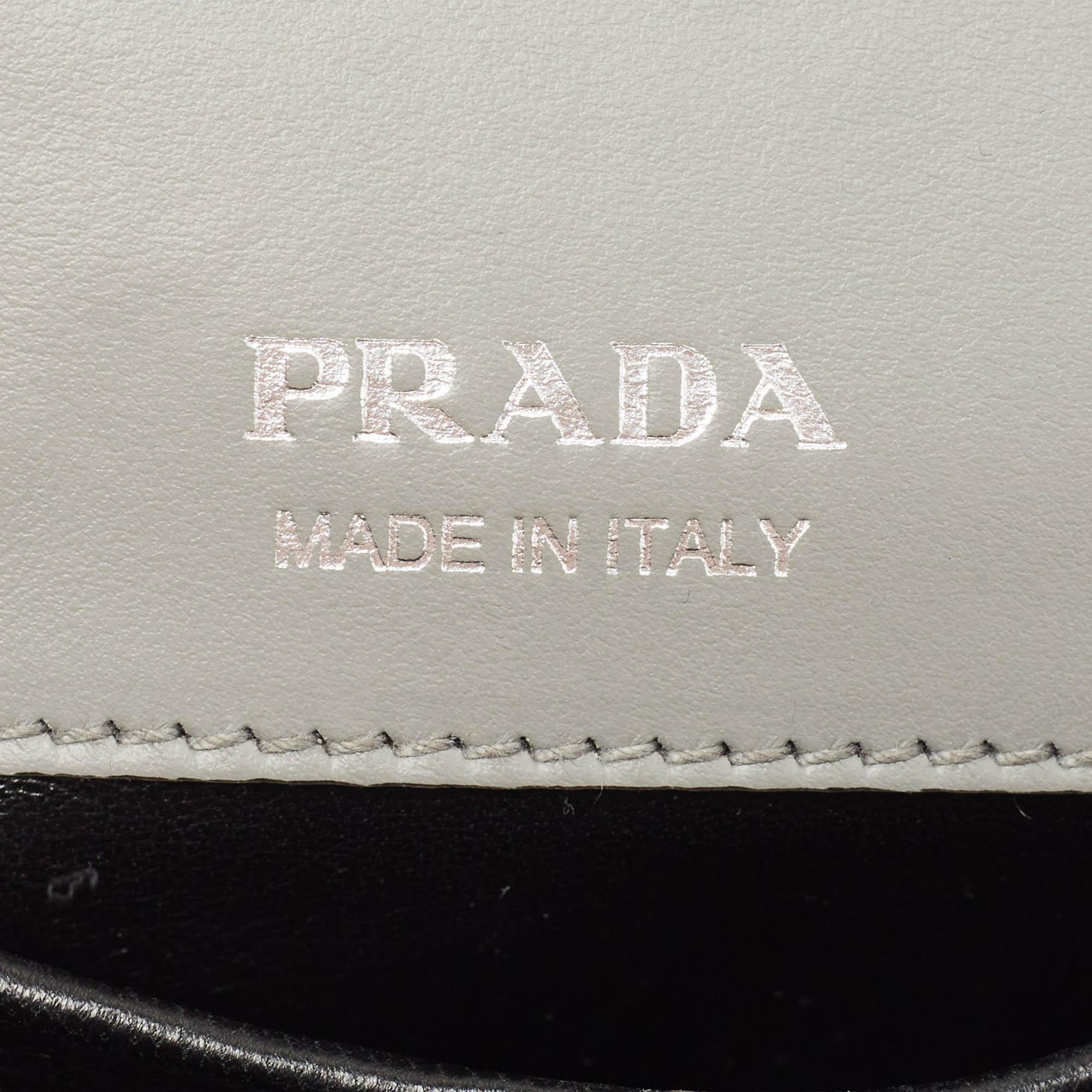 Prada Grey Saffiano Cuir and City Leather Identity Shoulder Bag For Sale 8