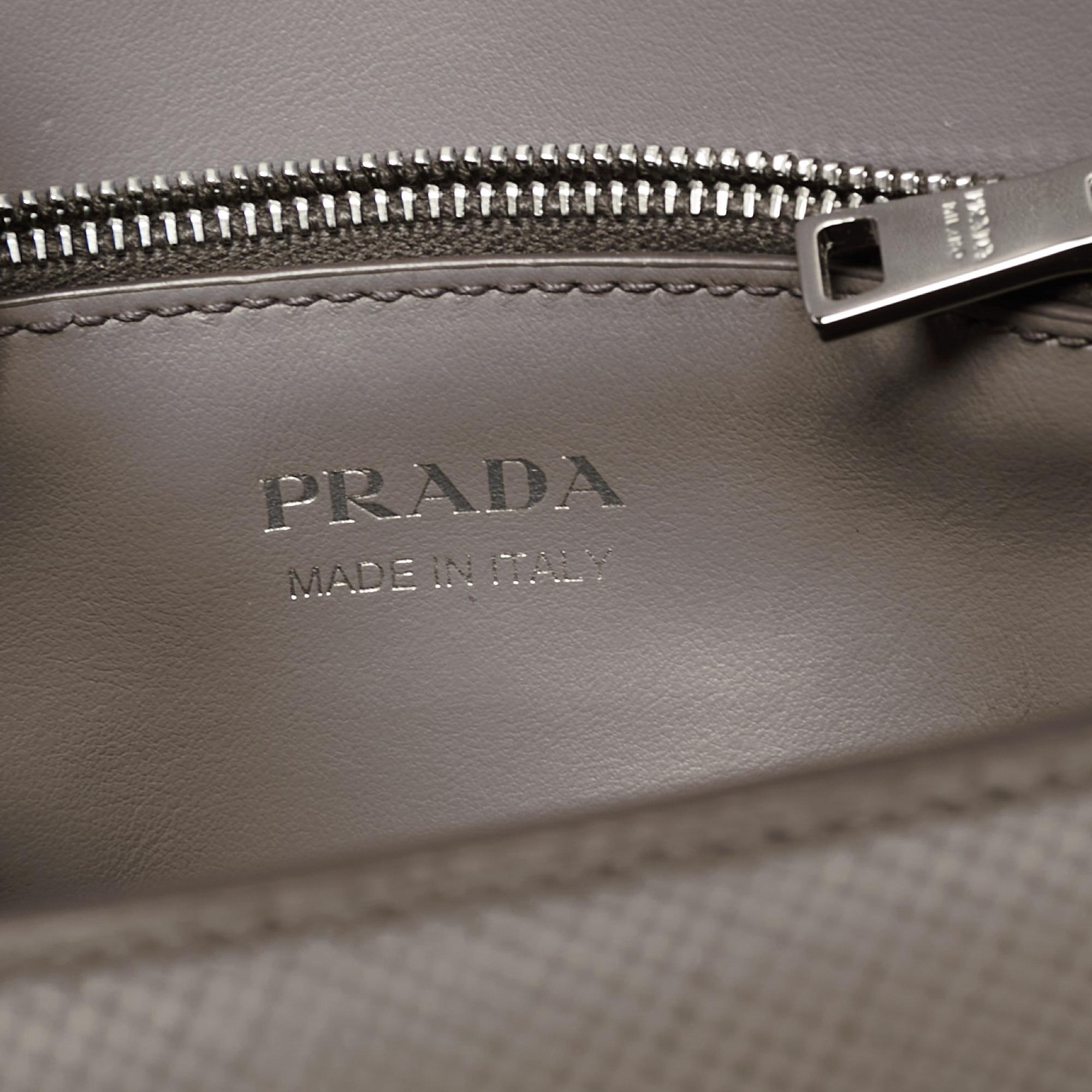 Gray Prada Grey Saffiano Cuir Leather Envelope Flap Shoulder Bag