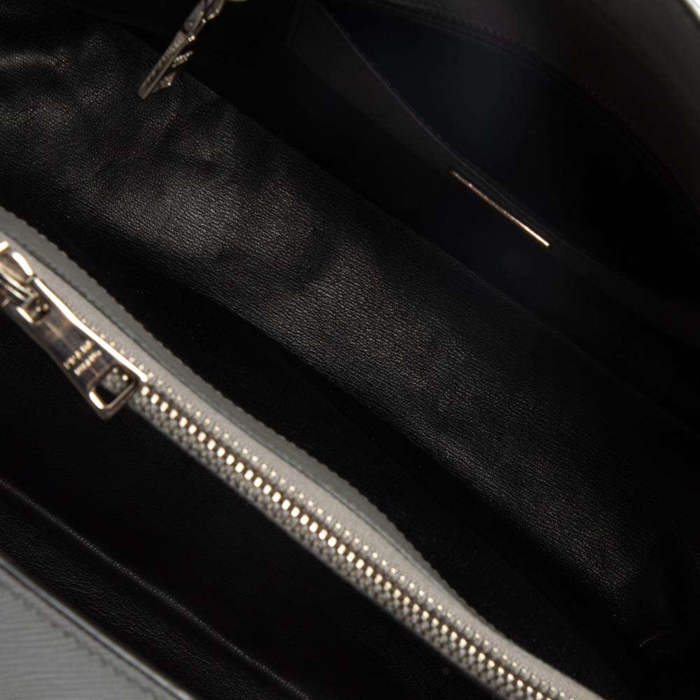 Women's Prada Grey Saffiano Cuir Leather Large Twin Tote
