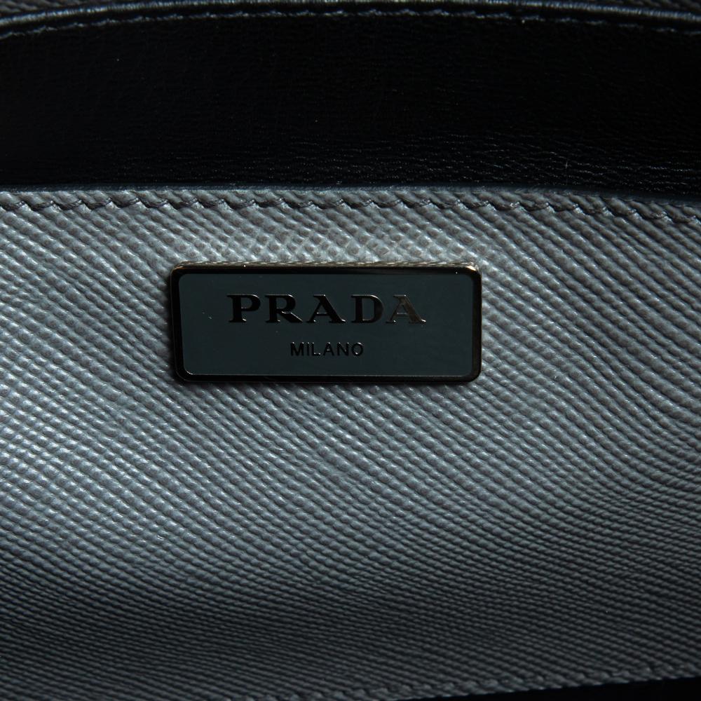 Prada Grey Saffiano Cuir Leather Large Twin Tote 3