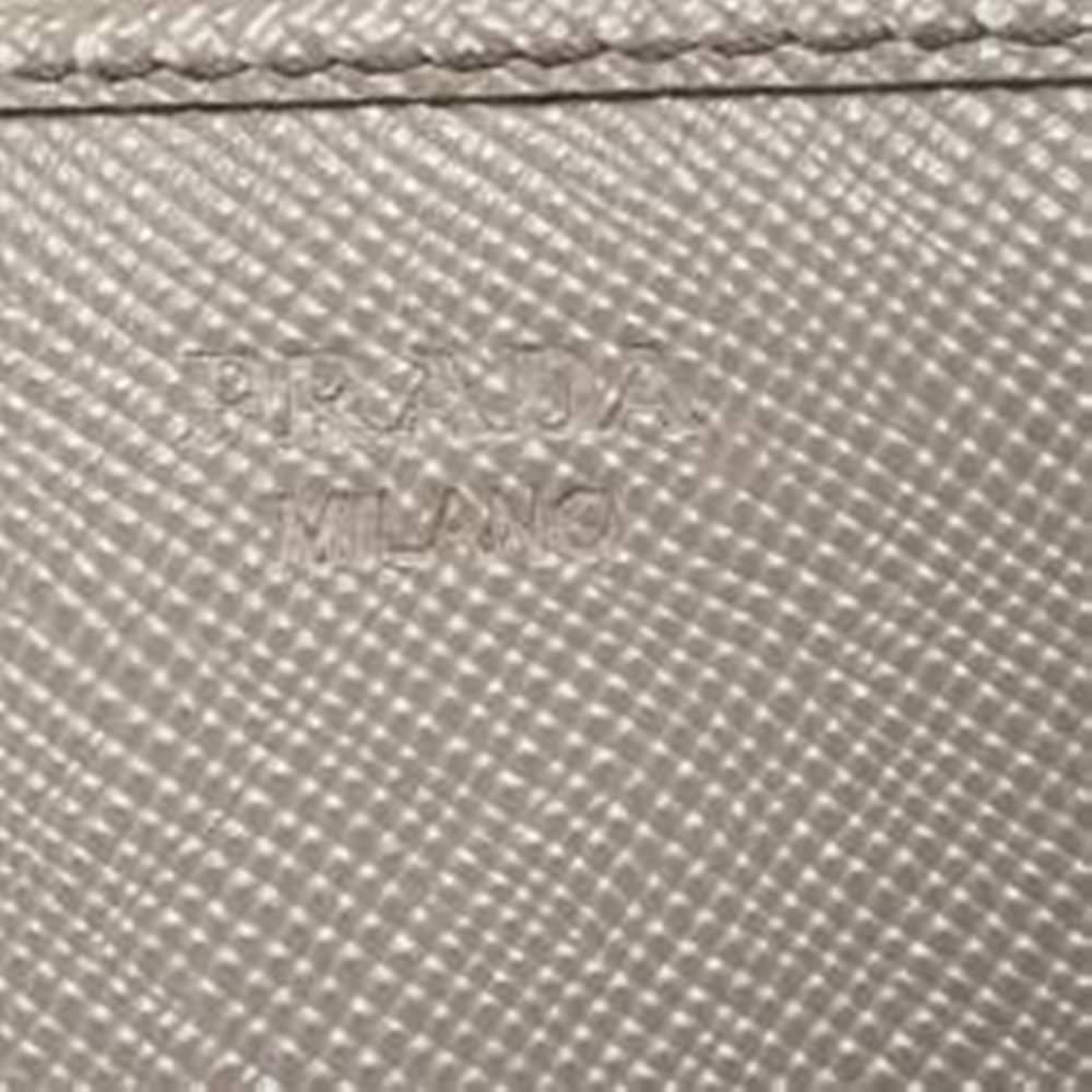 Brown Prada Grey Saffiano Leather Flap Continental Wallet