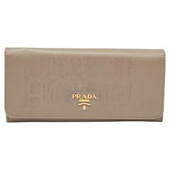 Prada Grey Saffiano Leather Flap Continental Wallet
