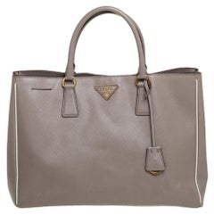 Prada Grey Saffiano Leather Large Gardener's Tote