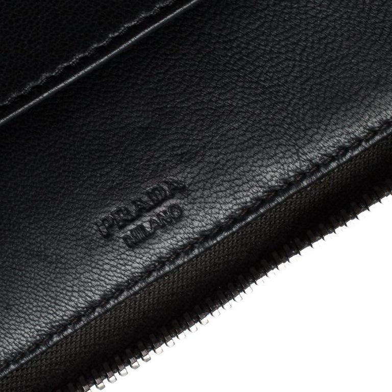 Prada Grey Saffiano Leather Small Zip Around Portfolio at 1stDibs