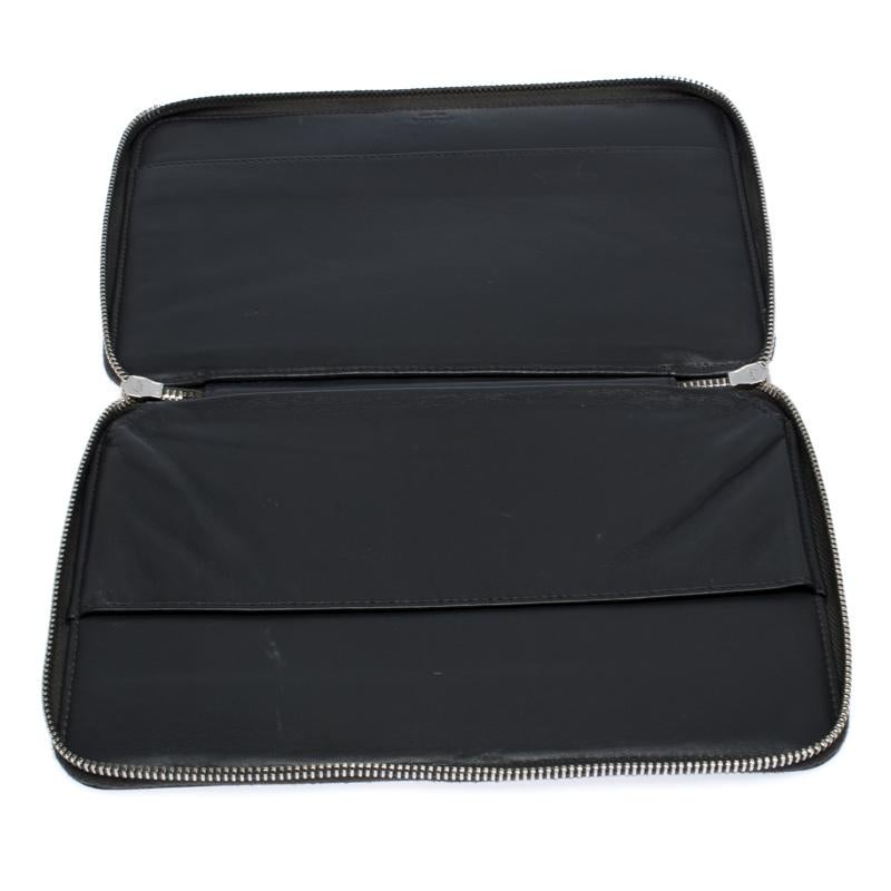 Prada Grey Saffiano Leather Small Zip Around Portfolio 3