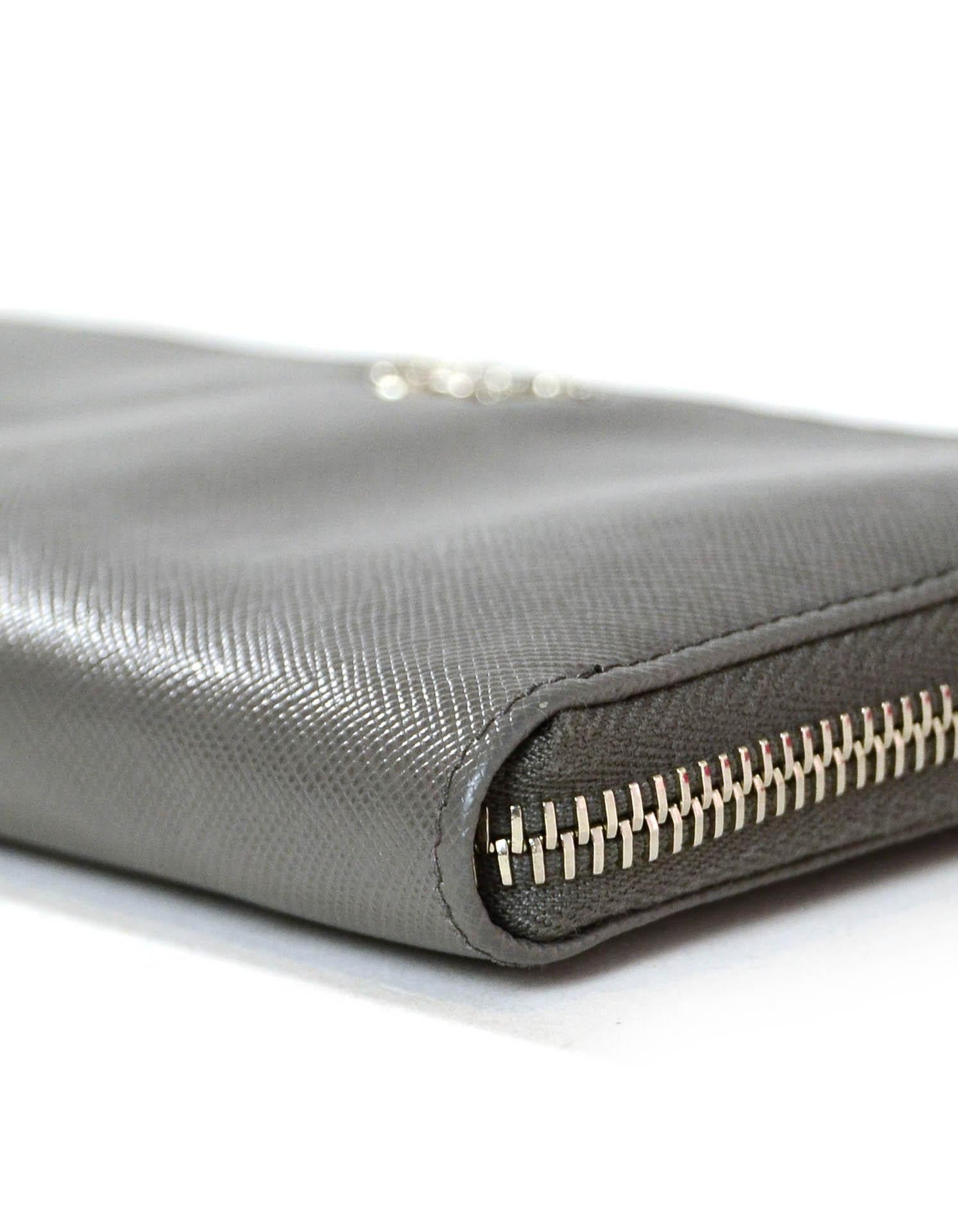 Women's Prada Grey Saffiano Leather Zip Around Wallet