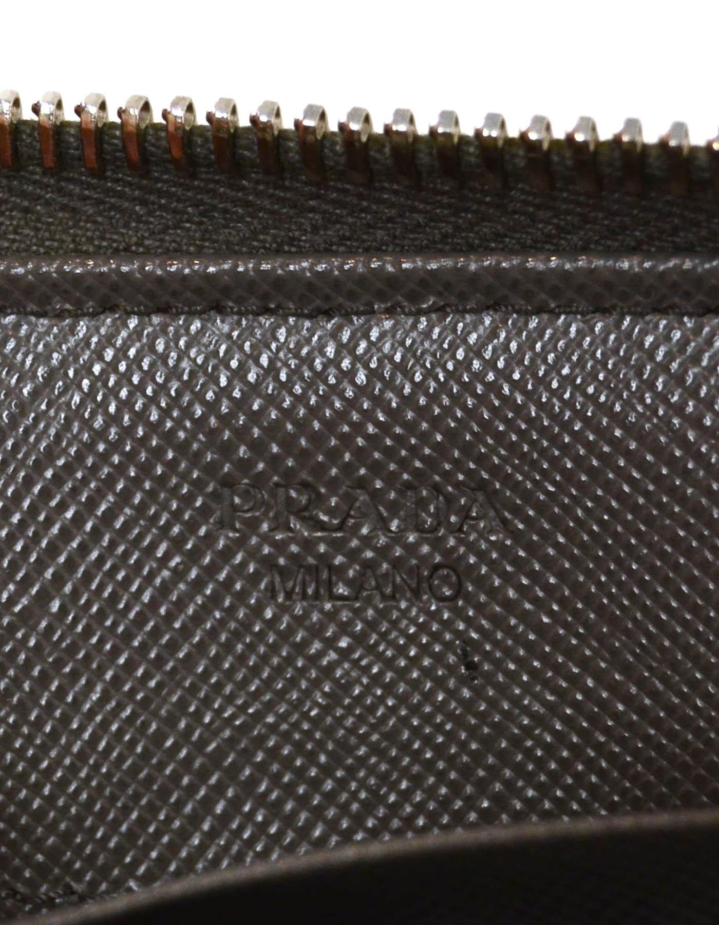 Prada Grey Saffiano Leather Zip Around Wallet 3