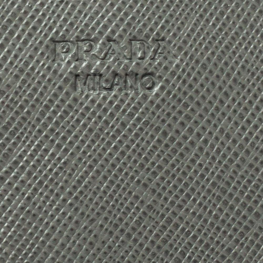 Women's Prada Grey Saffiano Lux Leather Bow Continental Wallet