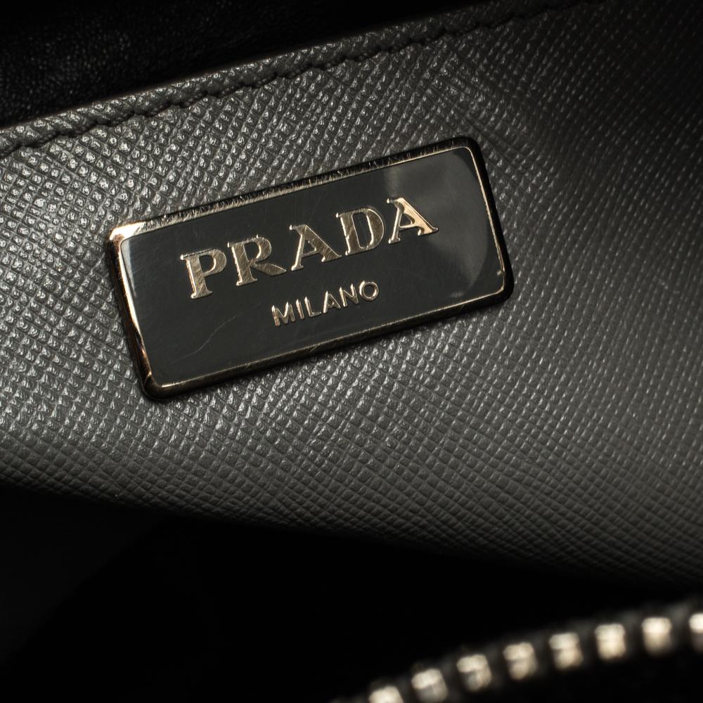 Prada Grey Saffiano Lux Leather Double Handle Tote 4