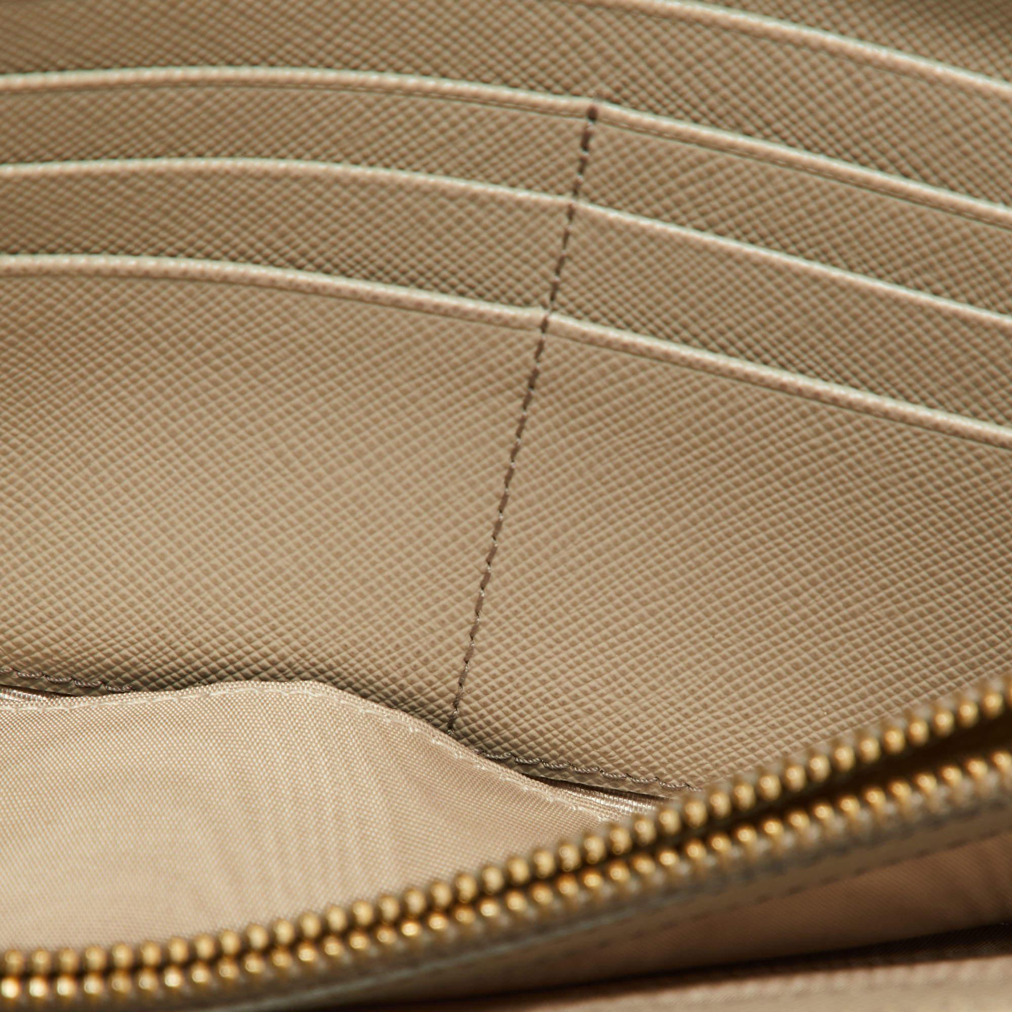 Prada Grey Saffiano Lux Leather Flap Continental Wallet 4