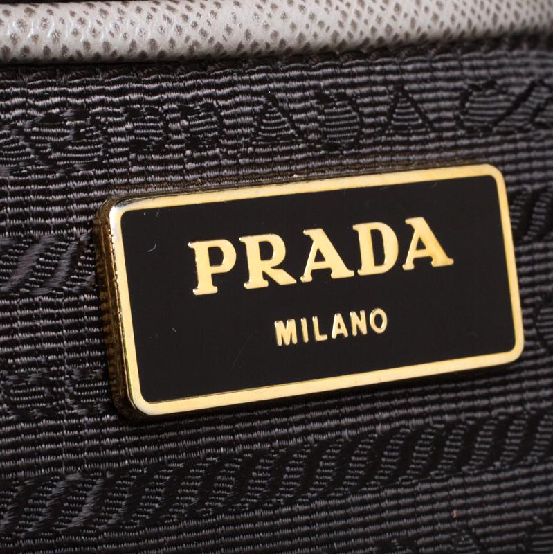 Prada Grey Saffiano Lux Leather Large Double Zip Tote 2