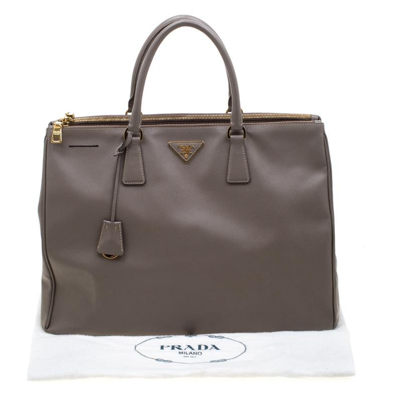 Prada Grey Saffiano Lux Leather Large Gardener's Tote 6