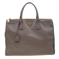 Prada Grey Saffiano Lux Leather Large Gardener's Tote