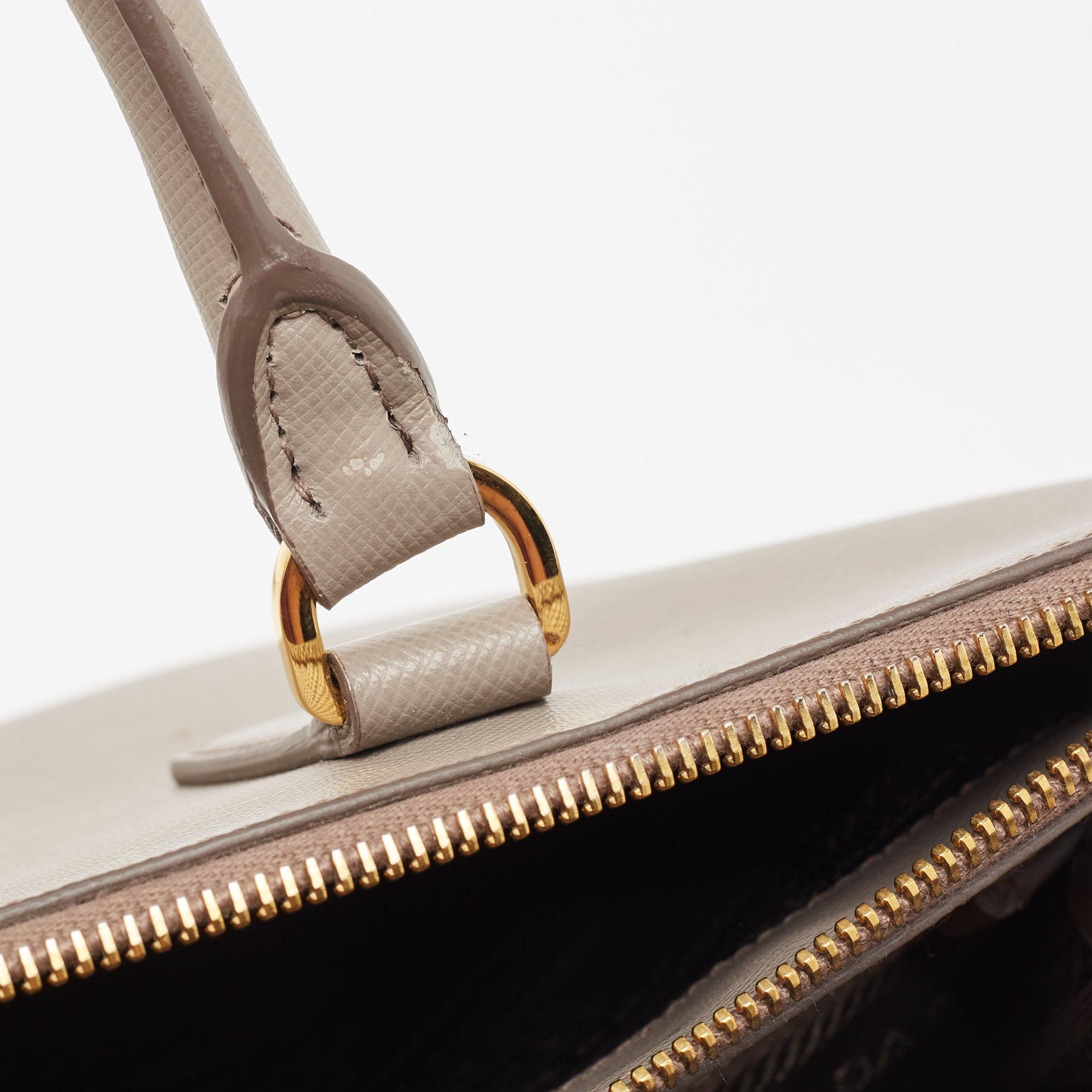 Prada Grau Saffiano Lux Leder Medium Galleria Tragetasche mit doppeltem Reißverschluss Medium 9