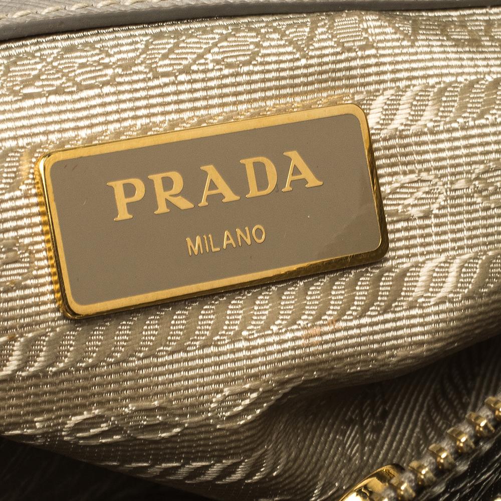 Women's Prada Grey Saffiano Lux Leather Medium Galleria Tote