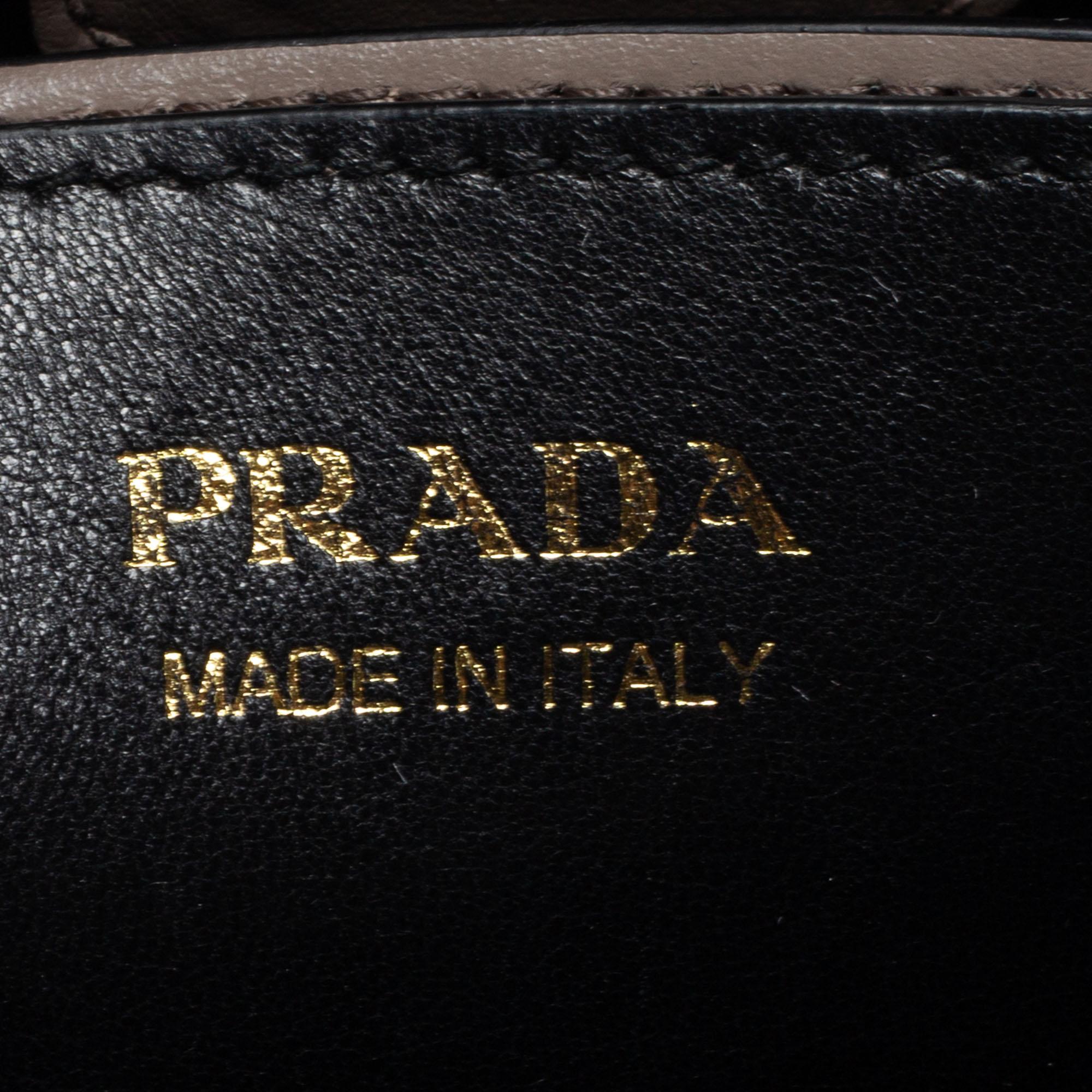 Prada Grey Saffiano Lux Leather Medium Panier Top Handle Bag 2