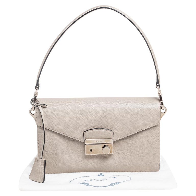 Prada Canvas and Leather Sound Lock Shoulder Bag in Really 