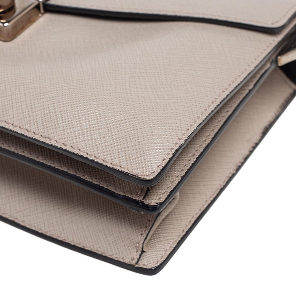 Prada Grey Saffiano Lux Leather Mini Sound Flap Bag 3