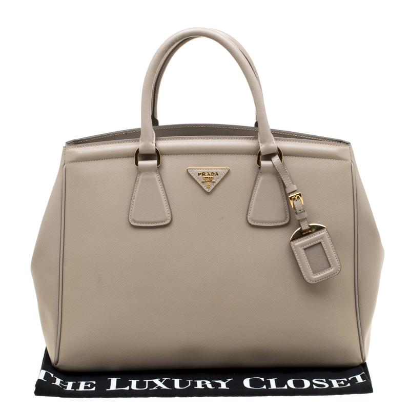 Prada Grey Saffiano Lux Leather Parabole Tote 6