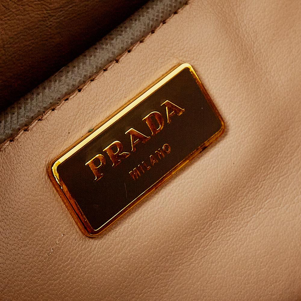 Gray Prada Grey Saffiano Lux Leather Pyramid Frame Satchel