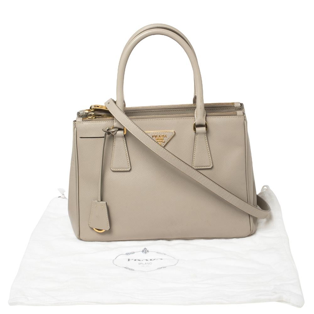 Women's Prada Grey Saffiano Lux Leather Small Galleria Tote