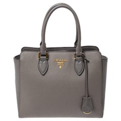 Prada Grey Saffiano Lux Leather Tote