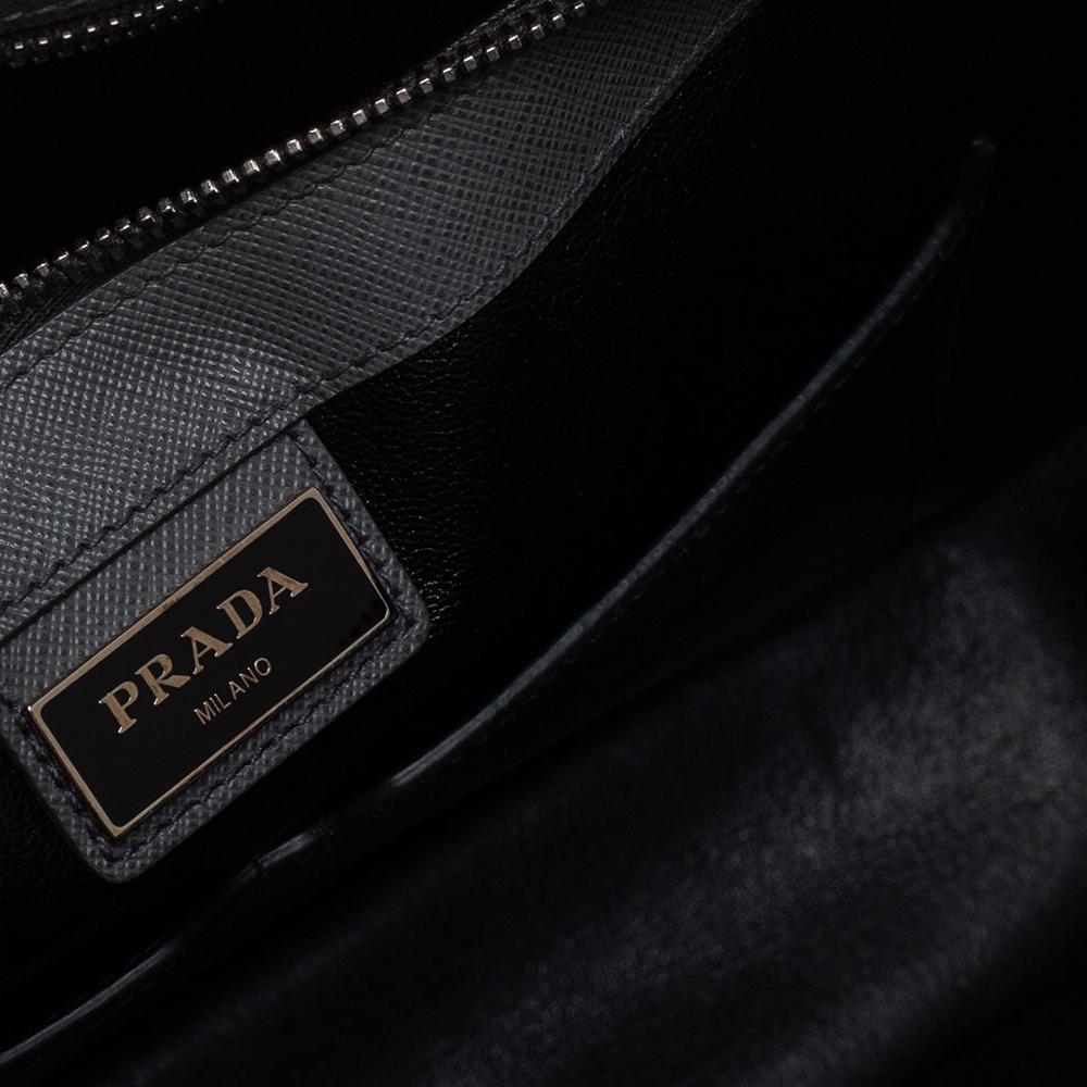 Prada Grey Saffiano Lux Leather Travel Briefcase 1