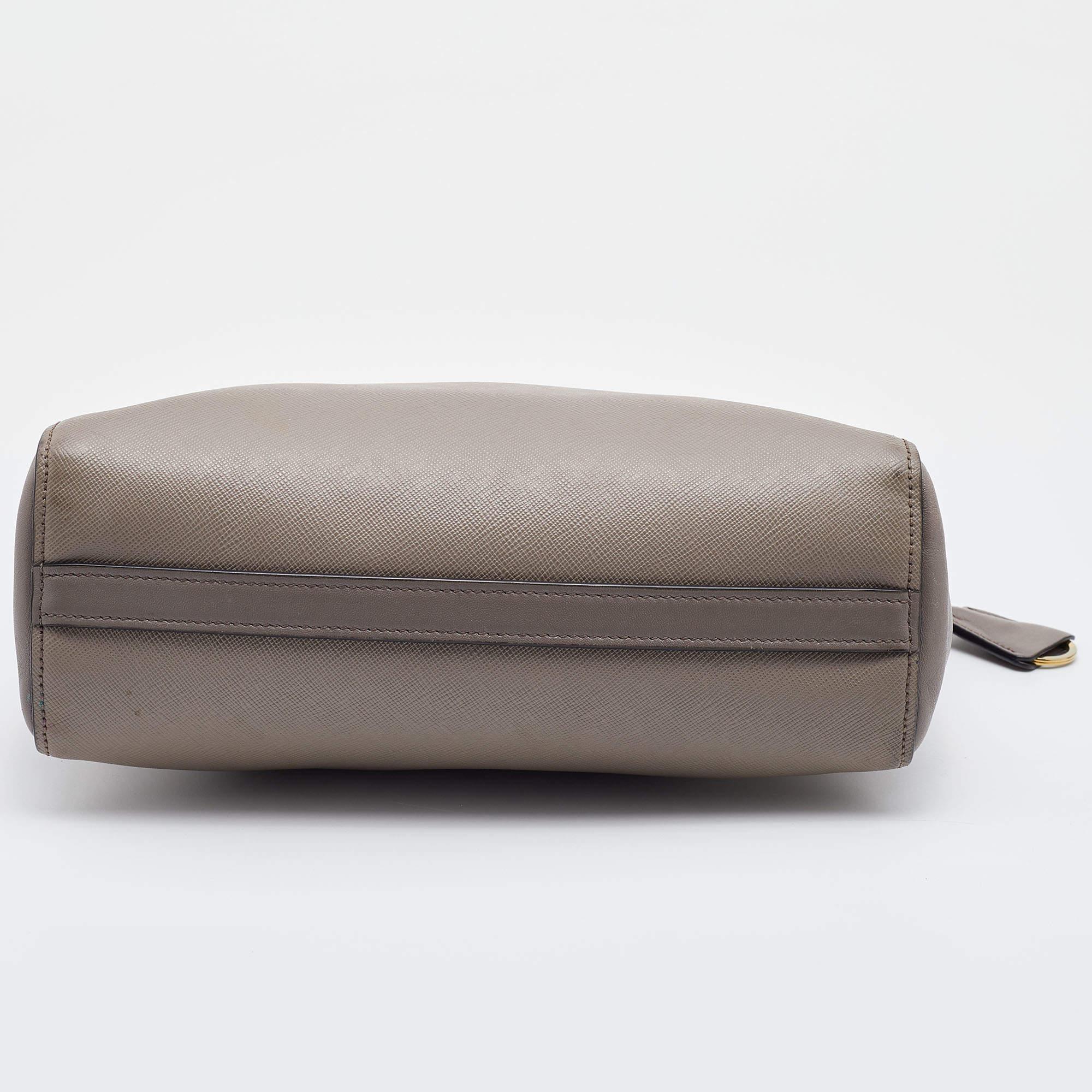 Prada Grey Saffiano Lux/Soft Leather Convertible Tote 1