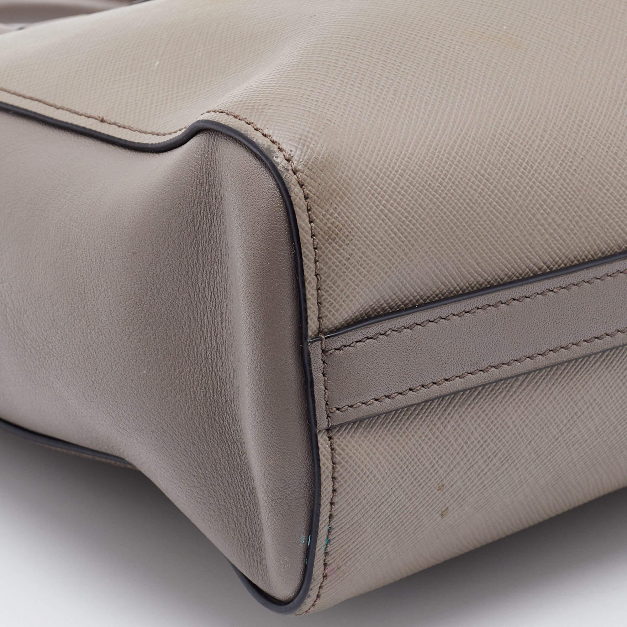Prada Grey Saffiano Lux/Soft Leather Convertible Tote 3